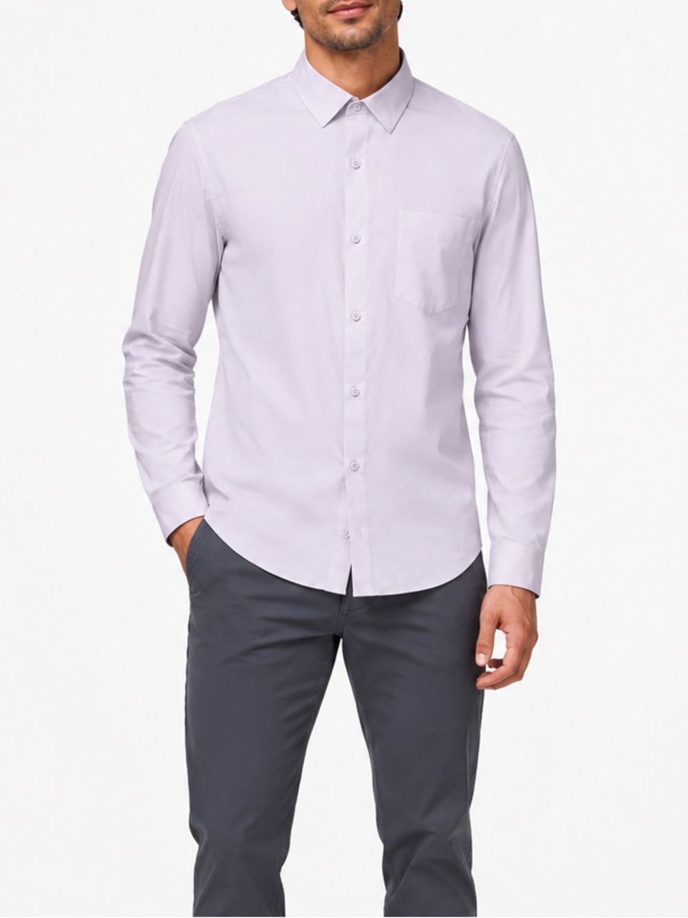 Lululemon Down To The Wire Slim Fit Long Sleeve Shirt Faint Lavender Large NWOT
